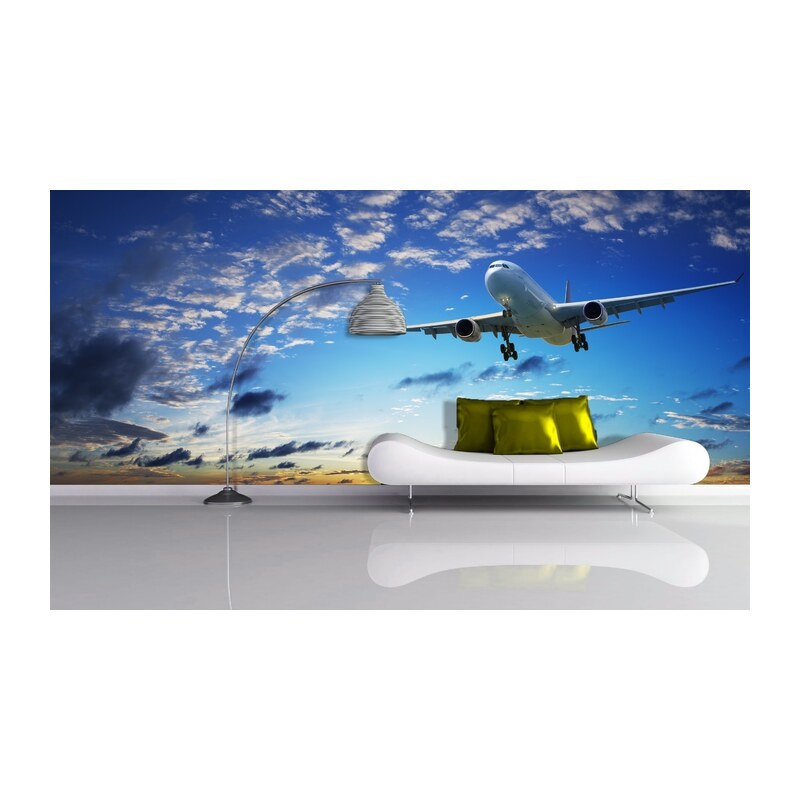 Xdecor Letadlo v oblacích (126 x 44 cm) - Fototapeta