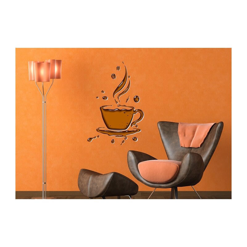 Xdecor Šálek čaje (80 x 54 cm) - Barevná samolepka na zeď