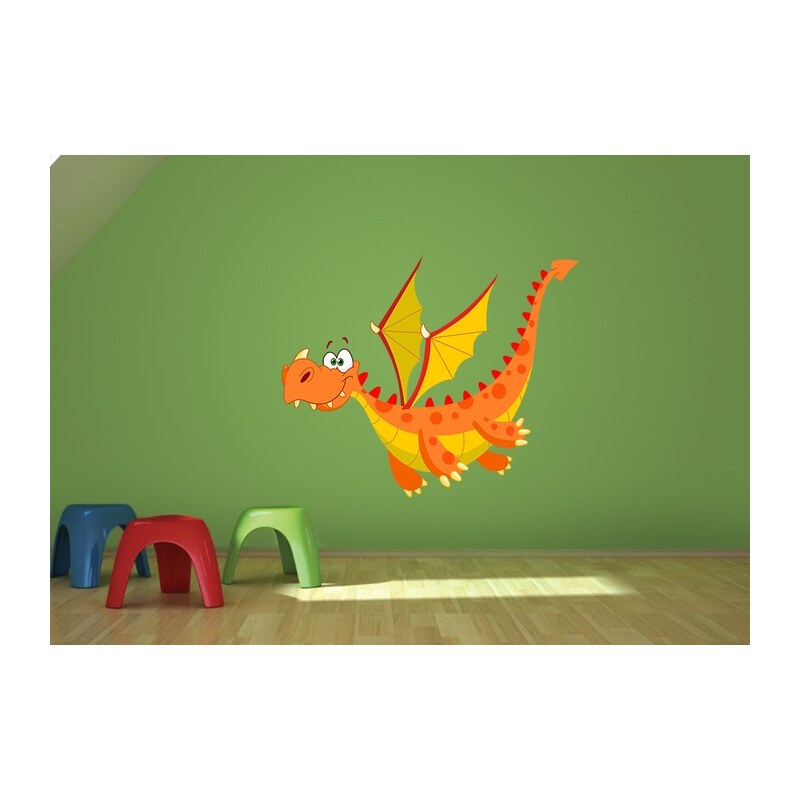Xdecor Oranžový drak (60 x 49 cm) - Barevná samolepka