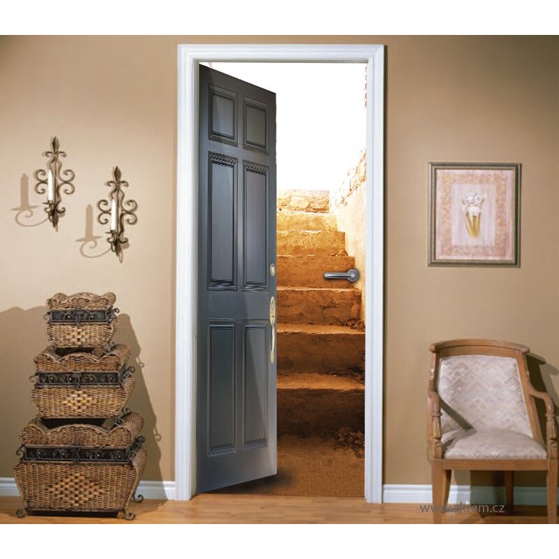 Xdecor Dveře na schody (92 × 210 cm) - Živá dekorace na dveře