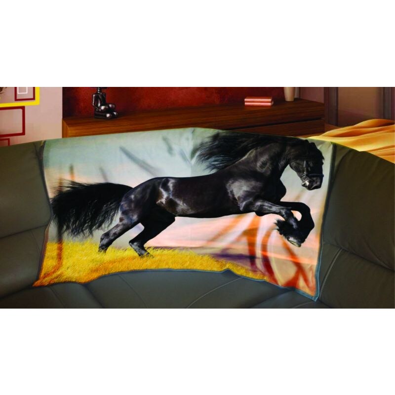 Xdecor Černý kůň 150 x 120 cm - Fleecová deka