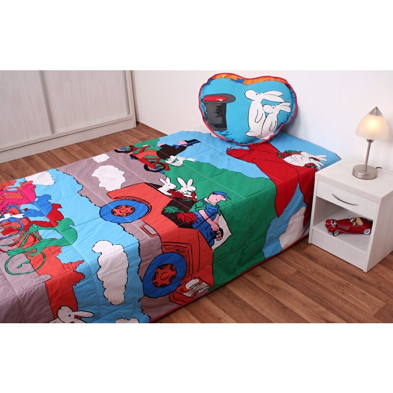 JAN Přehoz na postel jednolůžko Bob a Bobek - hrací deka