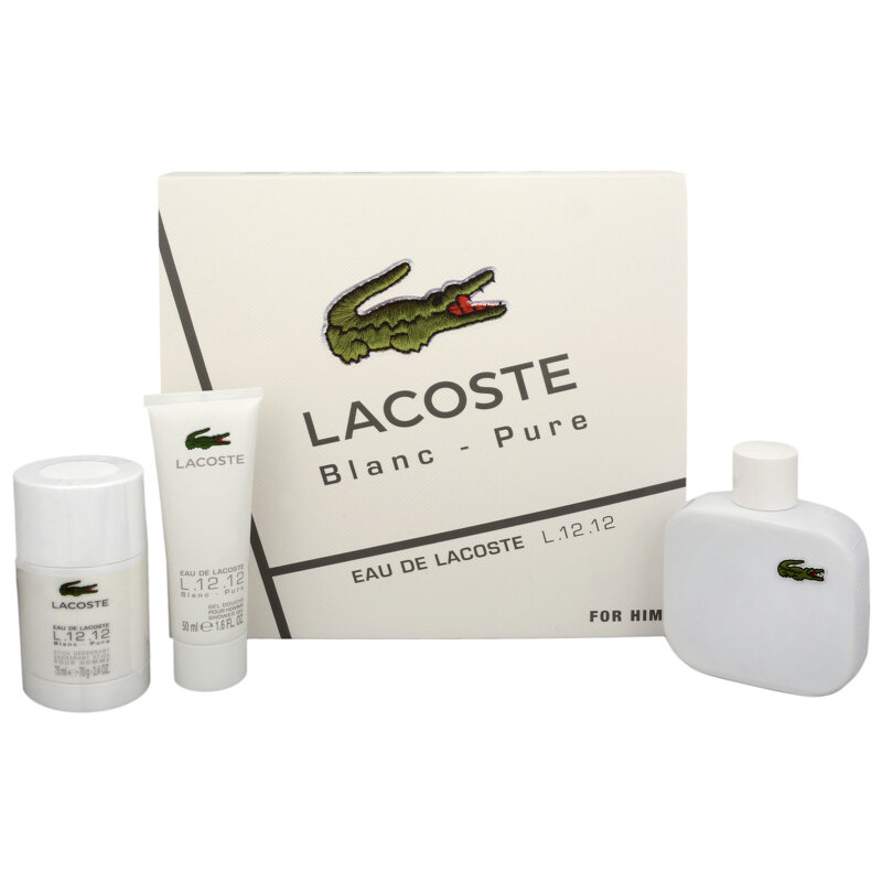 Lacoste Eau De Lacoste L.12.12 Blanc - EDT 100 ml + tuhý deodorant 75 ml + sprchový gel 50 ml