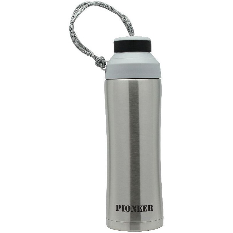 Stříbrná sportovní lahev Pioneer, 450 ml
