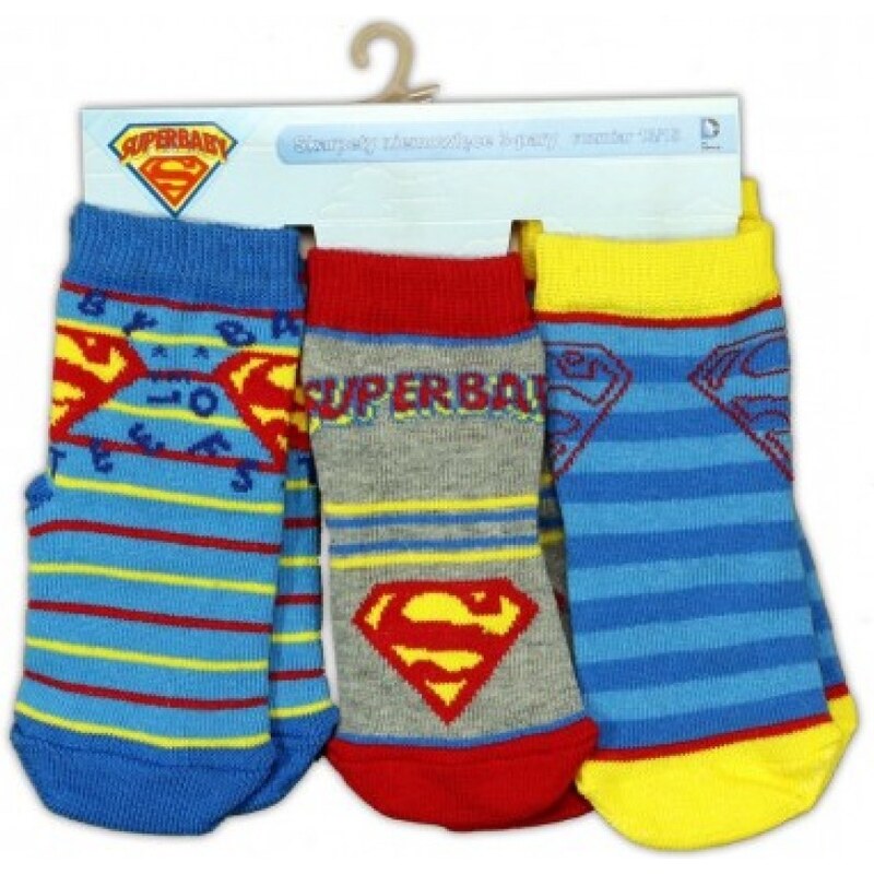 E plus M Chlapecký set 3ks ponožek Superman - barevný