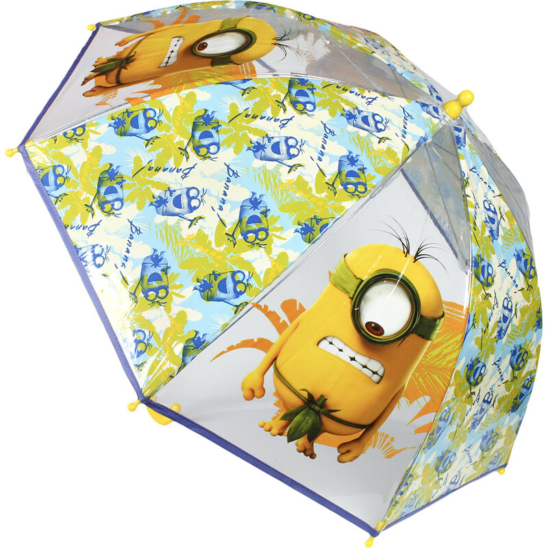Disney Brand Dětský průhledný deštník Mimoni - žluto-bílý