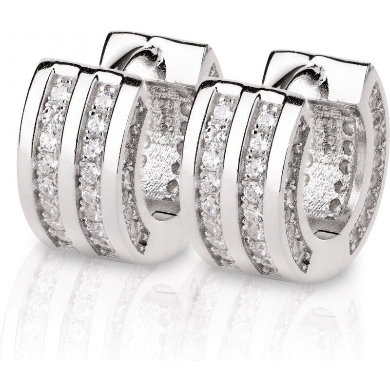 Meucci Luxusní stříbrné náušnice kroužky s desítkami zirkonů