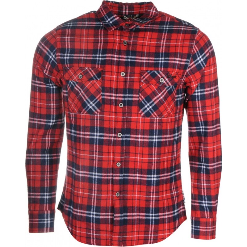 Lee Cooper Cooper Flannel Shirt Mens, red/navy/white