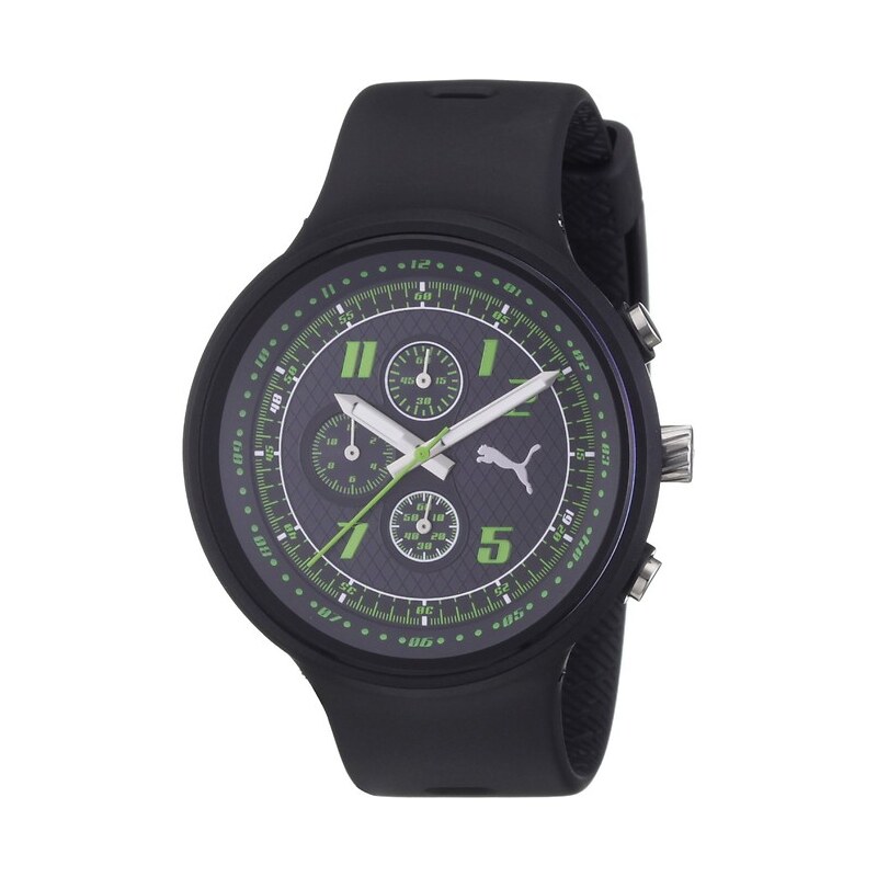 Pánské černé hodinky s chronografem a zelenými detaily Puma