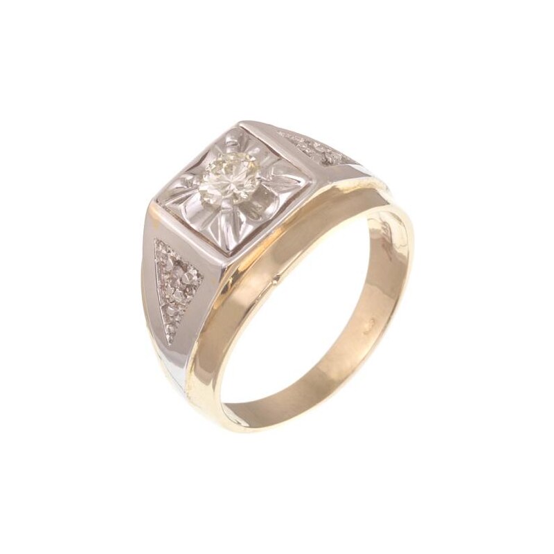 Prsten pánský zlatý s přírodními diamanty zpp217