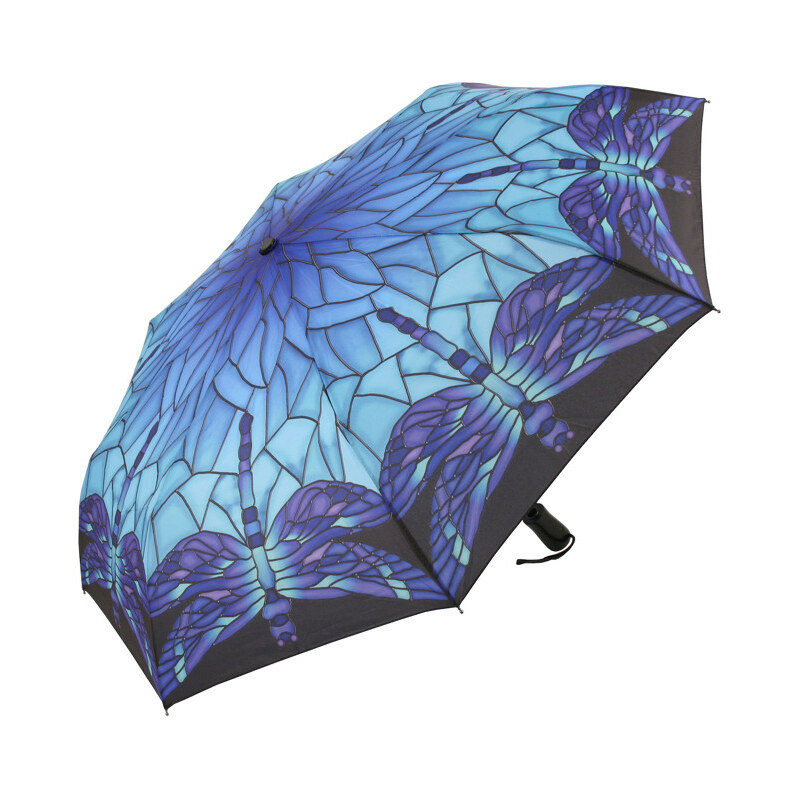 Blooming Brollies Dámský skládací plně automatický deštník Galleria Stained Glass Blue GMFSGB