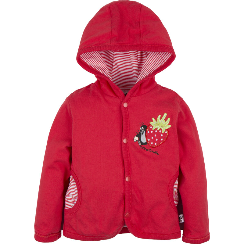 G-mini Dívčí oboustranný kabátek Krteček a Jahoda - červený