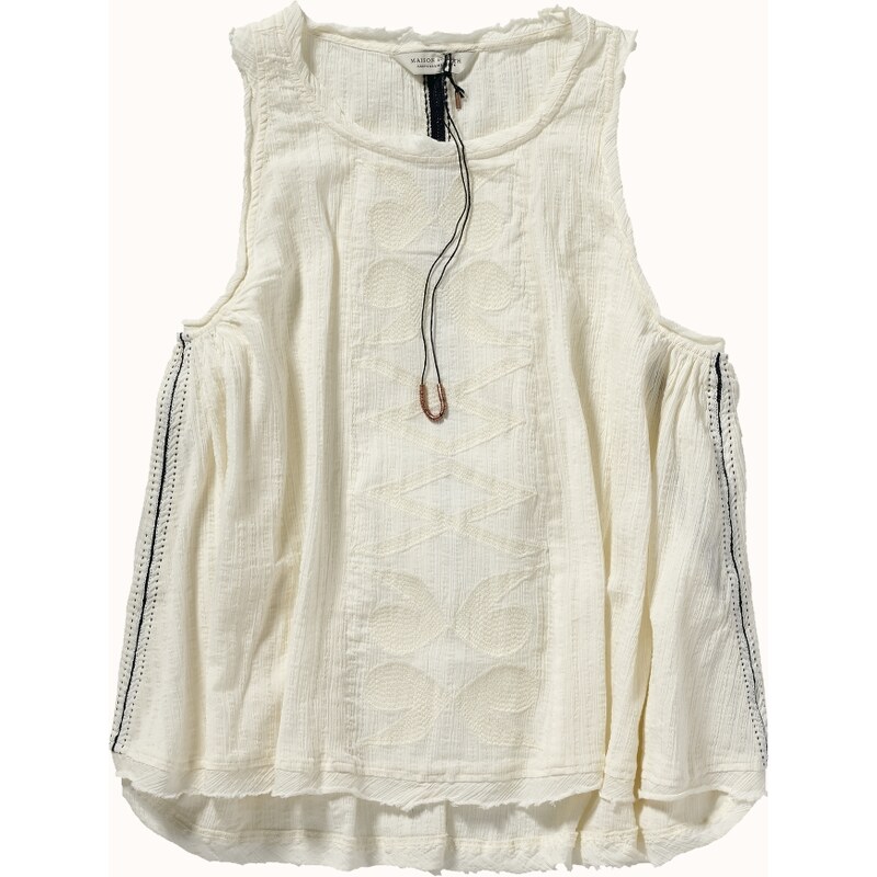 Maison Scotch Sleeveless top in drapy cotton quality with matching embroidery