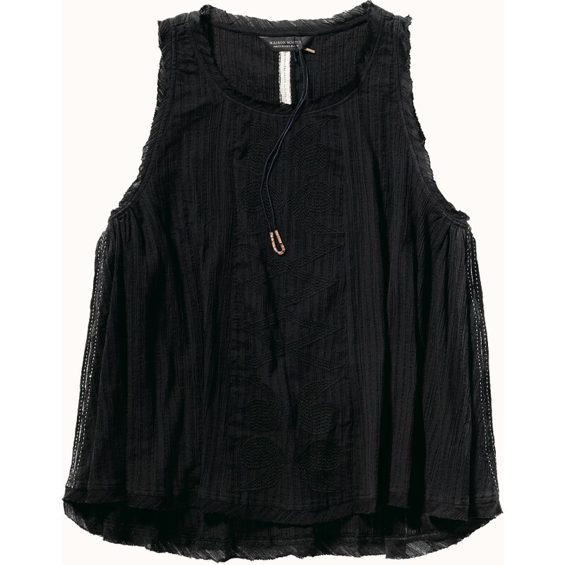 Maison Scotch Sleeveless top in drapy cotton quality with matching embroidery