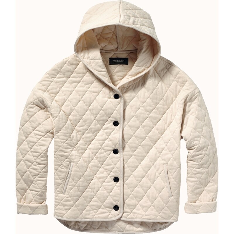 Maison Scotch Quilted jersey hooded jacket with longer length at back