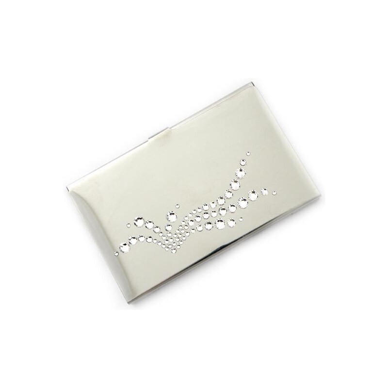 GM Collection Pouzdro na vizitky s kameny Swarovski Silver Wave-Crystal