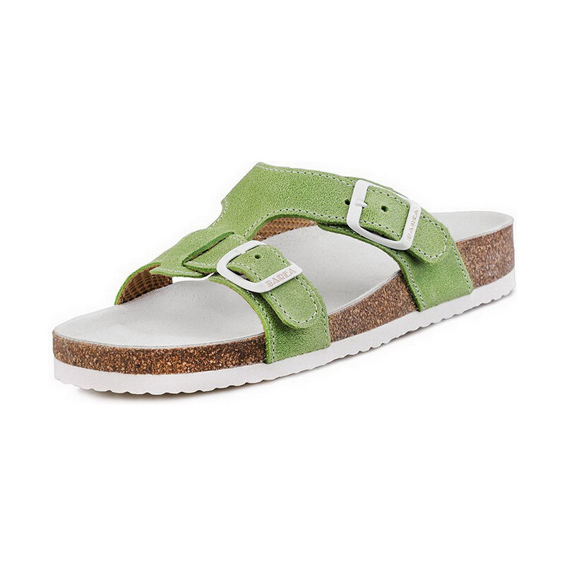 Barea Dětské zelenobílé pantofle 008050