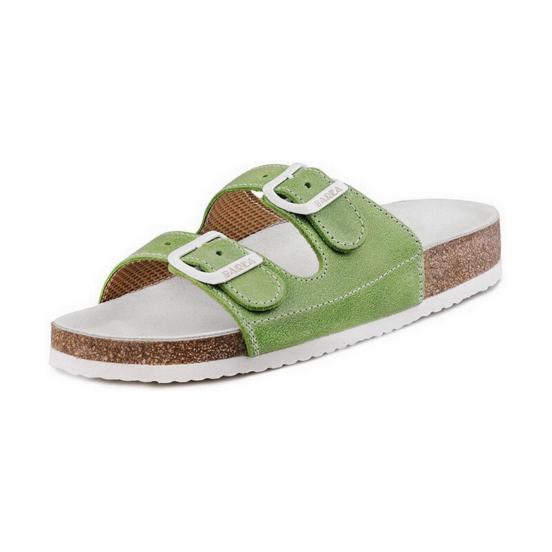 Barea Dětské zelenobílé pantofle 008053