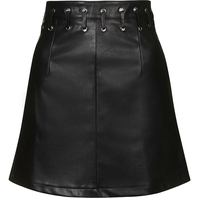Topshop **Eyelet Mini Leather-Look Skirt by Glamorous