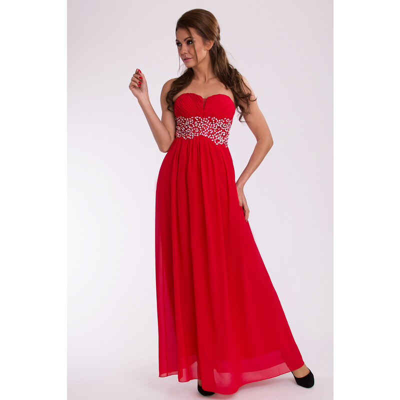 EVA LOLA dámské dlouhé plesové společenské šaty červené