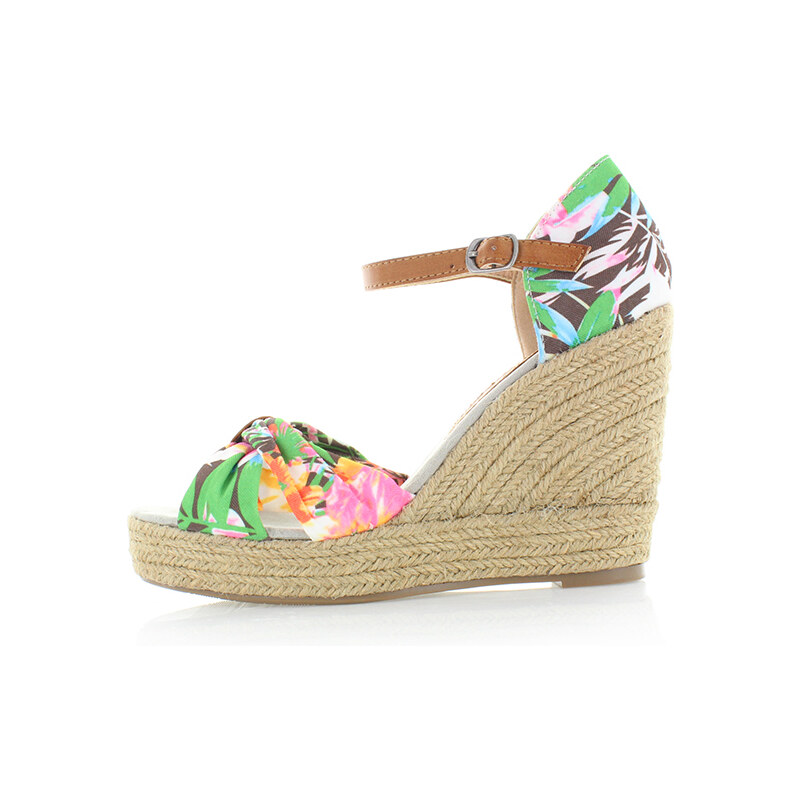 Bílo-zelené květované platformové sandály Refresh 61719