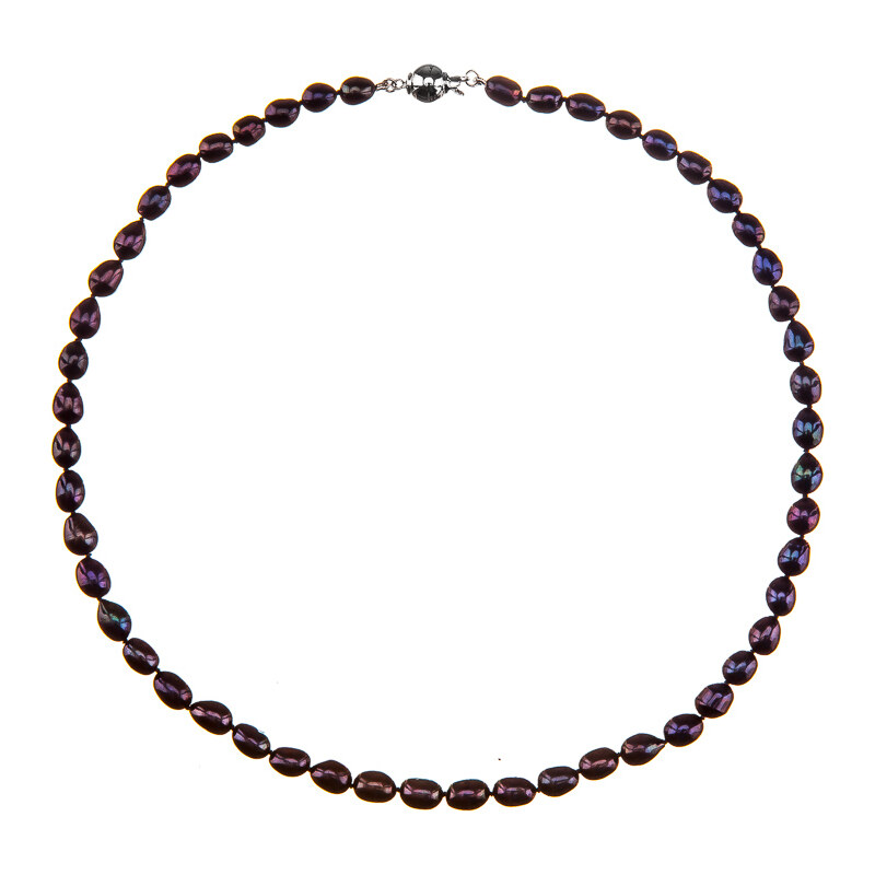 Buka Jewelry BUKA Perlový náhrdelník z oválných perel 6,5 černý 731