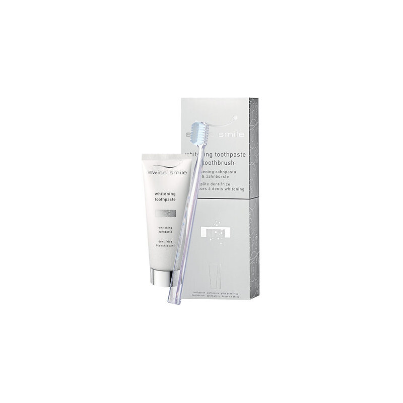 Swiss Smile Whitening Toothpaste Kit dárková sada U - 75ml Whitening Toothpaste + 1pc Medium-Soft Toothbrush Transparent Bělící zubní pasta