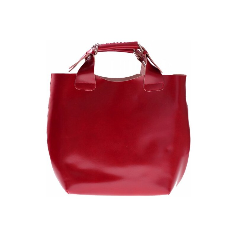 Vera Pelle Kožená kabelka Shopperbag s kosmetickou kapsičkou červená