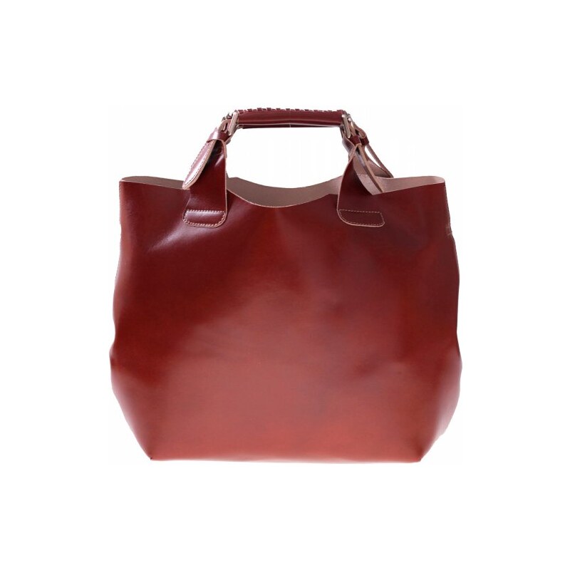 Vera Pelle Kožená kabelka Shopperbag s kosmetickou kapsičkou hnědá
