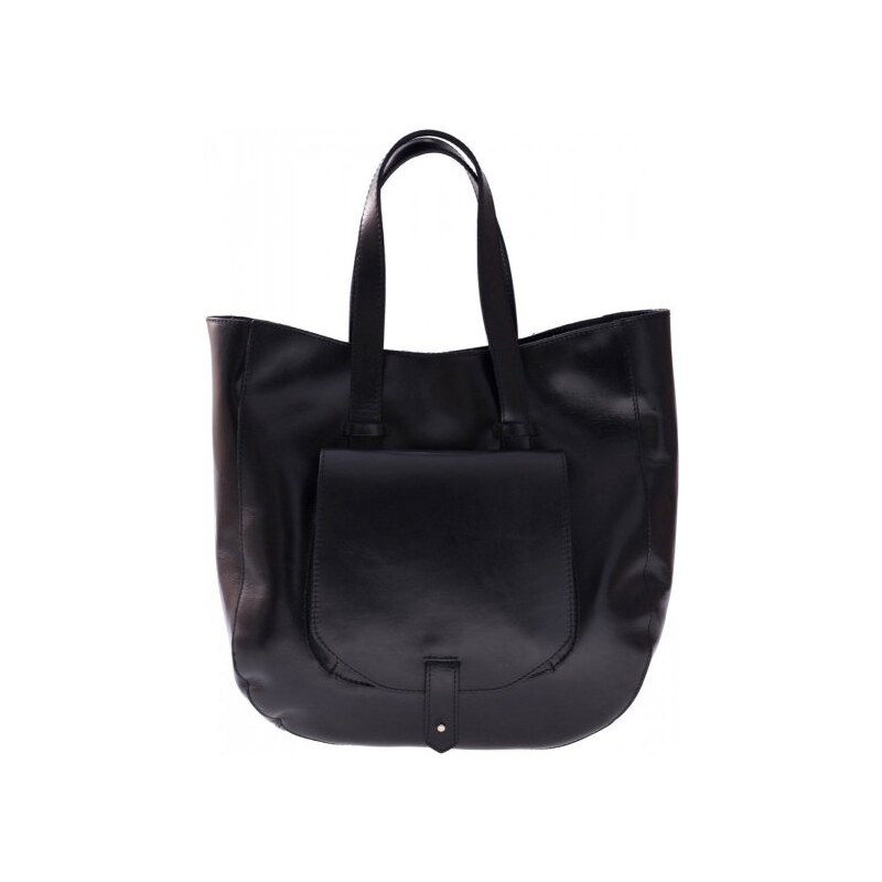 Vera Pelle Velká dámská kožená taška italské výroby černá
