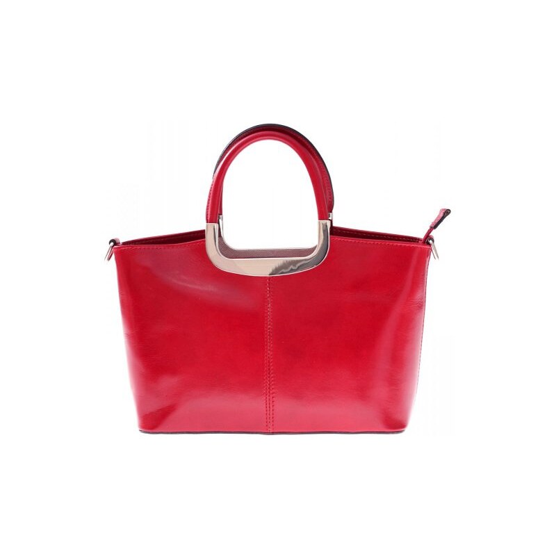 Klasická kožená kabelka genuine leather červený