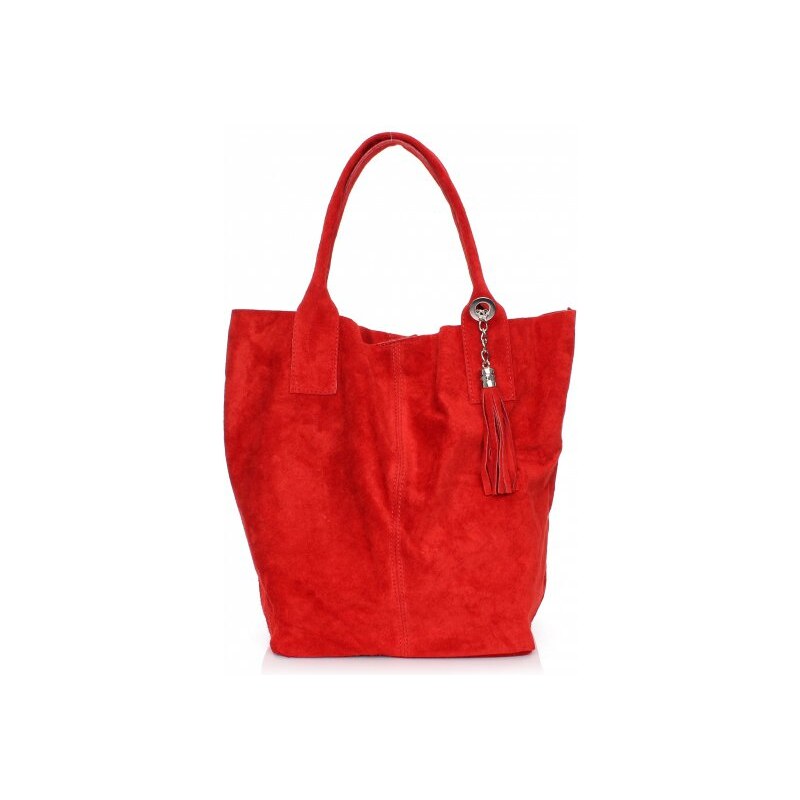 Genuine Leather Kožené kabelky Shopperbag přírodní semiš červená