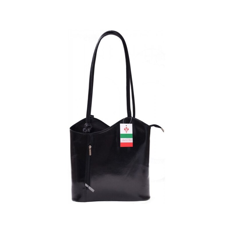 Genuine Leather Kožená kabelka batůžek Made in Italy černá