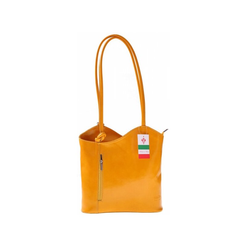 Genuine Leather Kožená kabelka batůžek Made in Italy žlutá