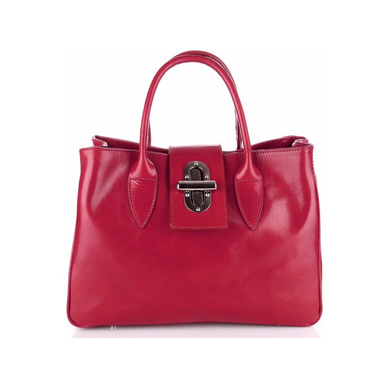 Vera Pelle Kožená kabelka kufřík Made in Italy červený