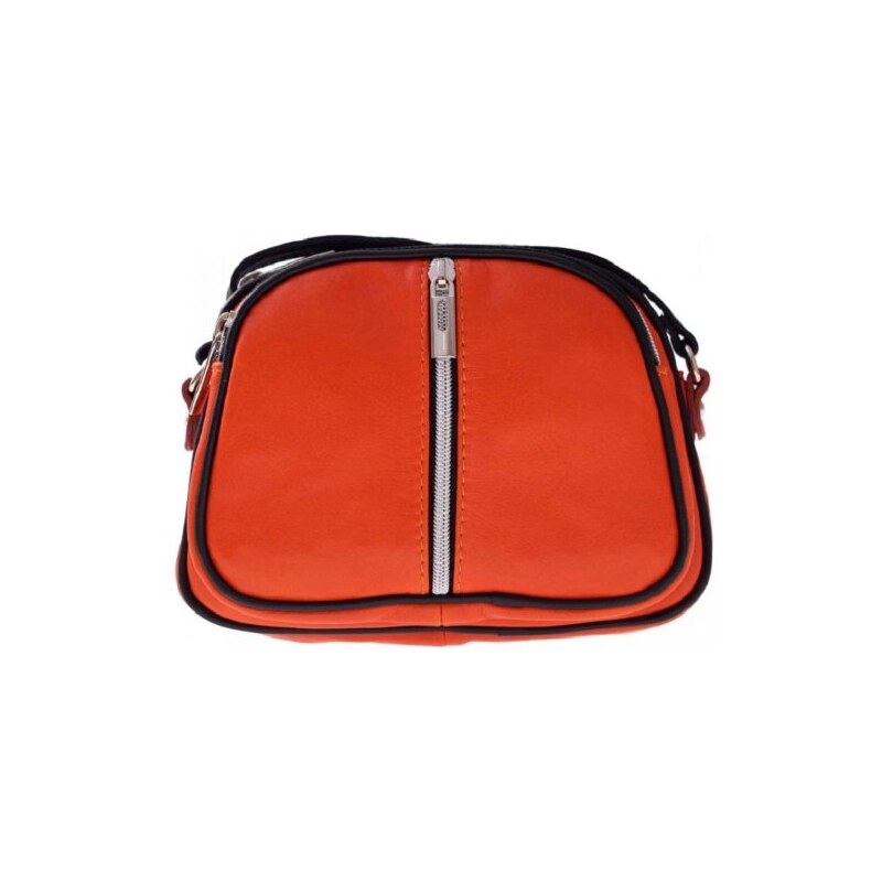 Kožené kabelky listonošky Genuine Leather 3 přihrádky pomeranč