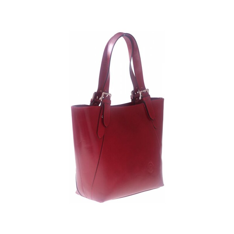 Genuine Leather Univerzální kožená kabelka na každodení nošení červená