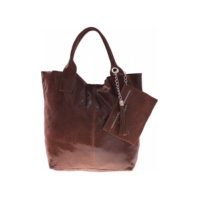 Genuine Leather Kožené kabelky Shopper bag Lakované hnědá
