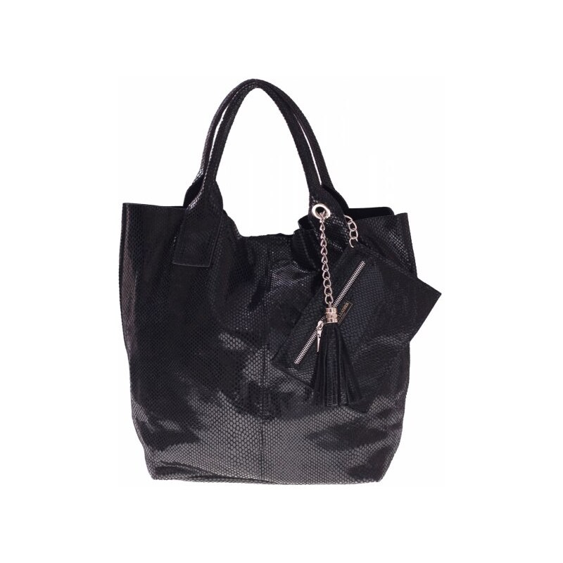 Genuine Leather Kožené kabelky Shopper bag Lakované černá