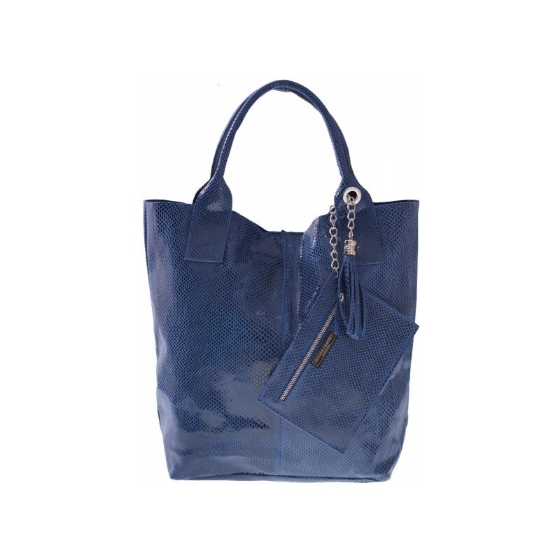 Genuine Leather Kožené kabelky Shopper bag Lakované modrá