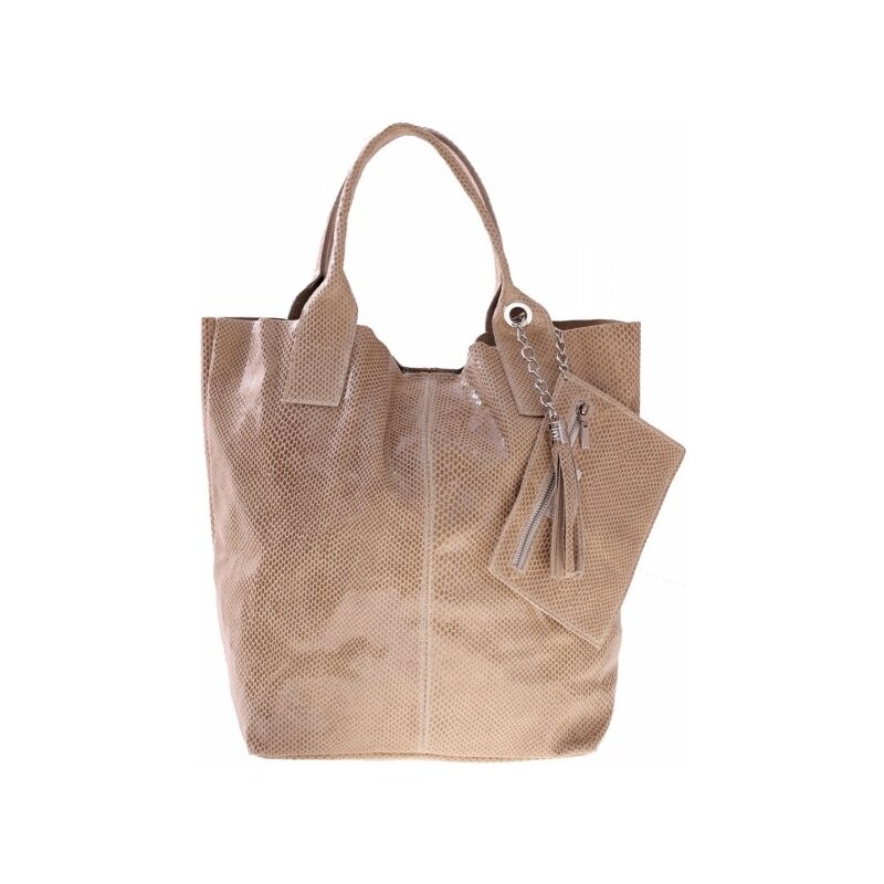 Genuine Leather Kožené kabelky Shopper bag Lakované béžová