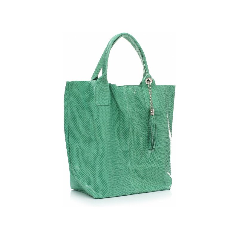 Genuine Leather Kožené kabelky Shopper bag Lakované zelená