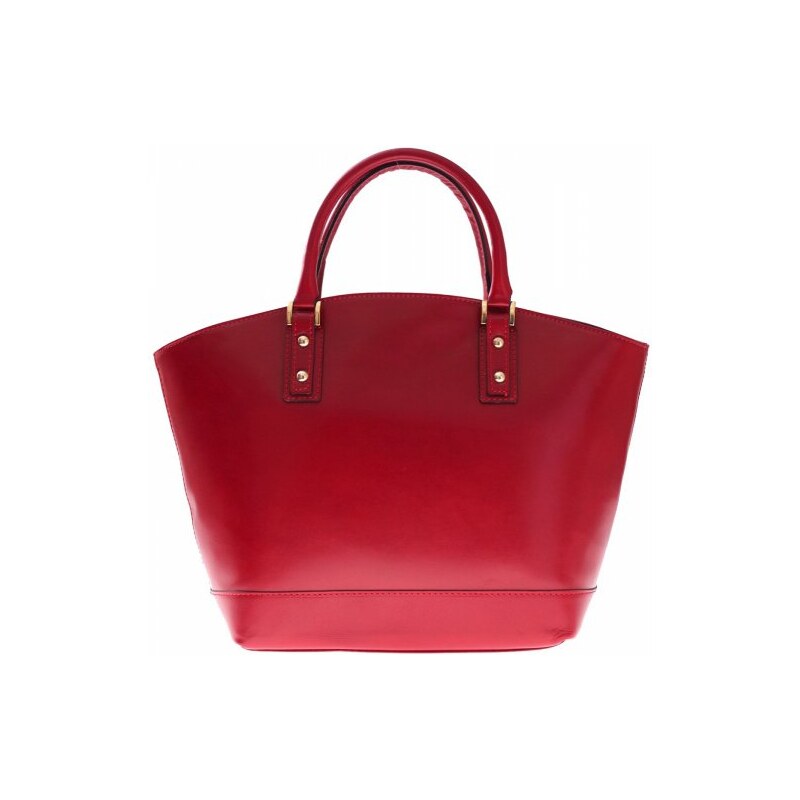 Genuine Leather Módní kožené tašky typu Shopper bag lodička červená