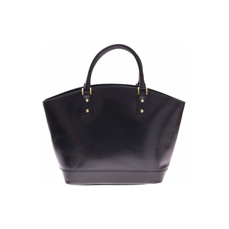 Genuine Leather Módní kožené tašky typu Shopper bag lodička černá