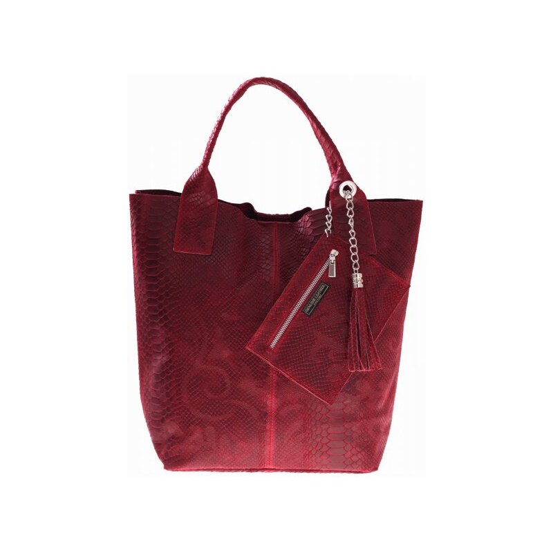 Genuine Leather Shopperbag kožená kabelka vzory 3D červená