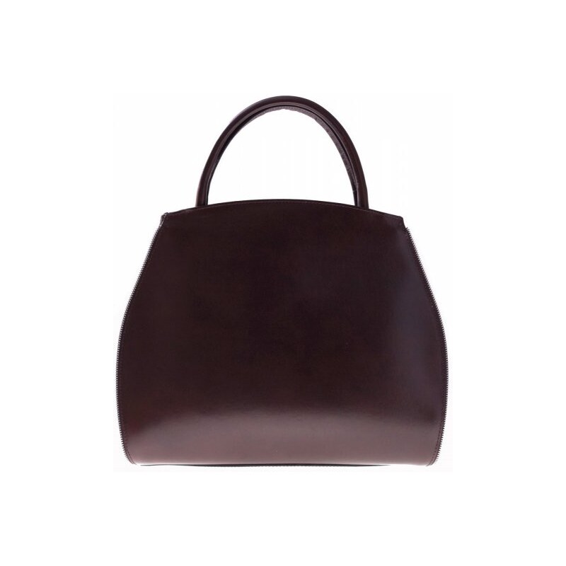 Genuine Leather Kožená kabelka kufřík s možností rozšíření čokoláda