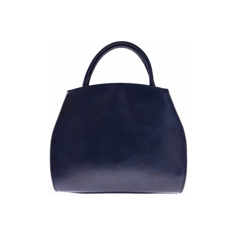 Genuine Leather Kožená kabelka kufřík s možností rozšíření Tmavě modrá