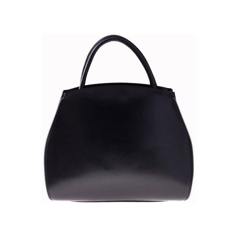 Genuine Leather Kožená kabelka kufřík s možností rozšíření černá