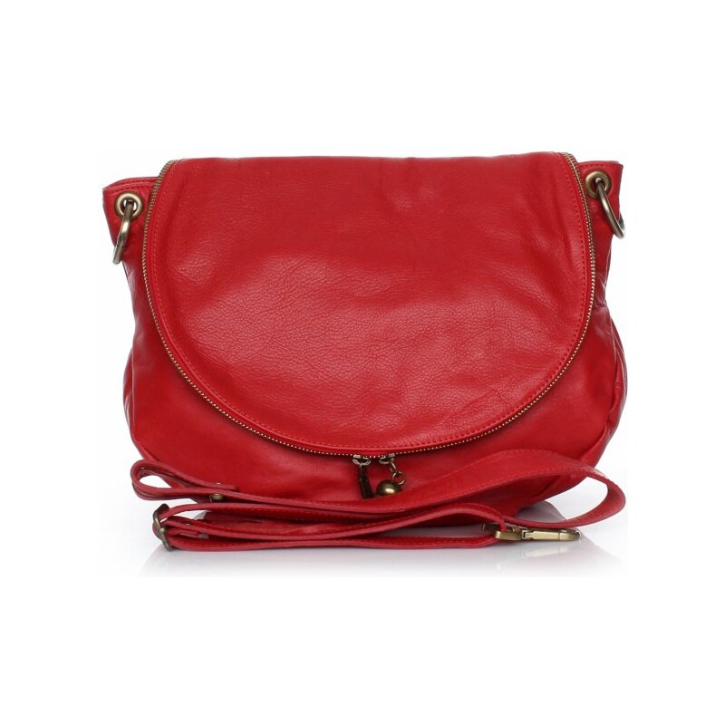 Genuine Leather Dámská kožená kabelka listonoška – vysoká kvalita červená