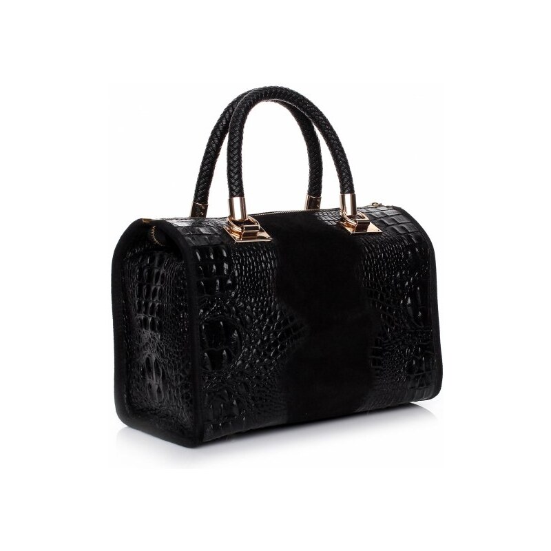 Genuine Leather Elegantní kožený kufřík Aligator cčerný